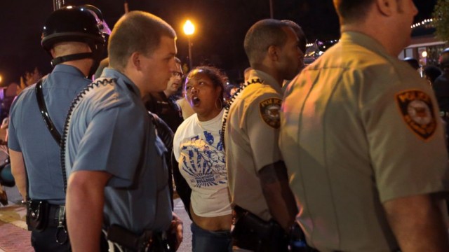 Woman is arrested by Ferguson police Sept. 25, 2014.