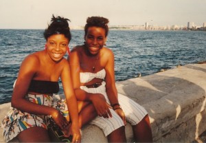 Young Cuban women on Malecon, 1991. We saw excellent teeth on everyone in Cuba due to free health care. Photo: Diane Bukowski, 1991