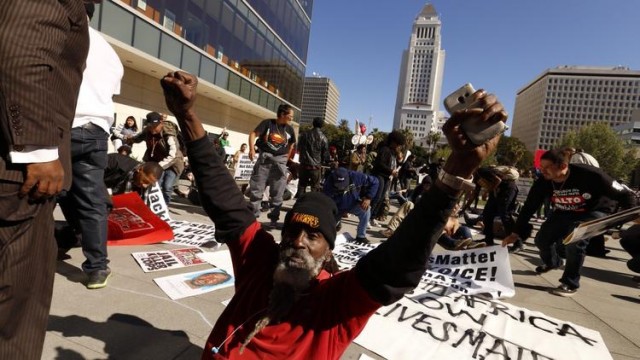 Angry protester after LAPD killing of homeless man called Africa.