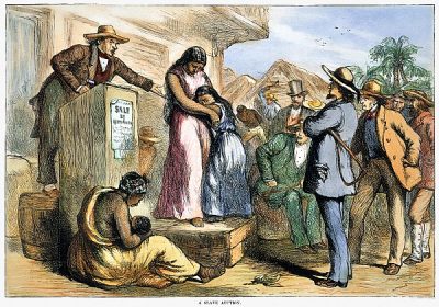 Auction of kidnapped Africans forced into slavery, held in the U.S.